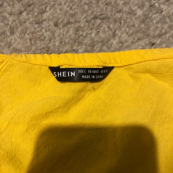 SHEIN one shoulder, puff sleeve yellow top L - Picture 3 of 3